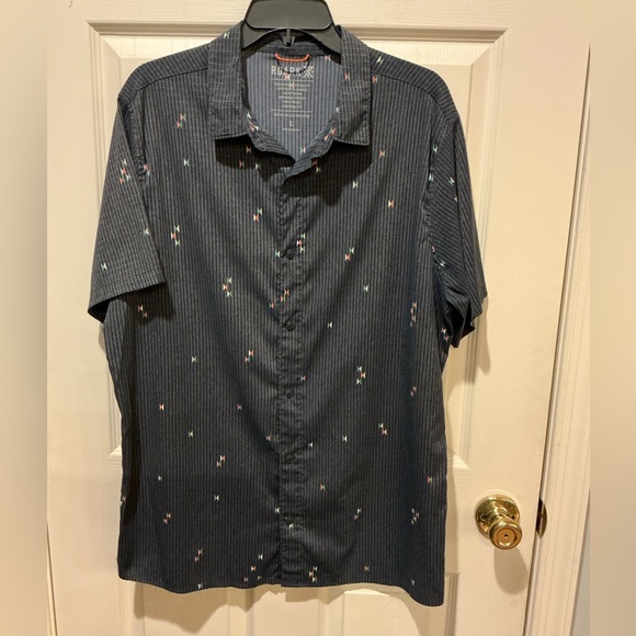 Roark Breathable Stretch Black Geometric Bless Up Mens Short Sleeve Shirt Large - Picture 6 of 10